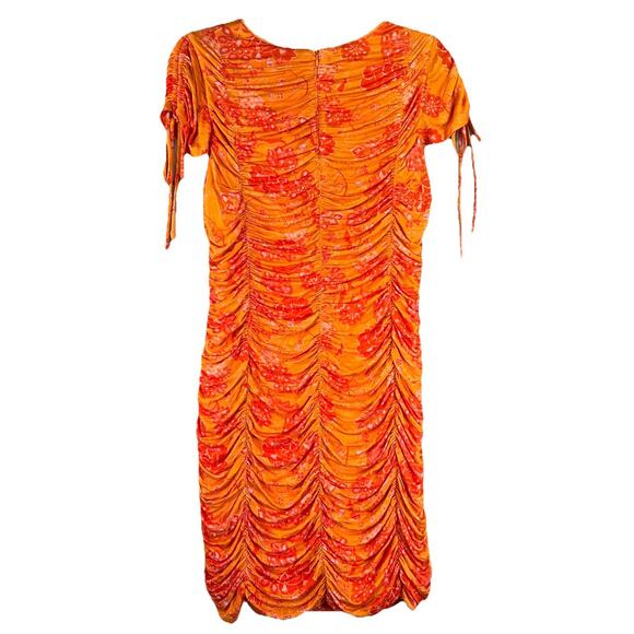 Anthropologie BTFL-life Orange Floral Ruched Mini Dress Size M NWT Beach Party - Picture 2 of 9